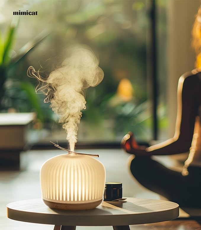 mimicat Quiet Aromatherapy Diffuser Glass: 230ML Ultrasonic Cool Mist Scent for Home with Night Light - Aesthetic for Women Girls - Bloomnest