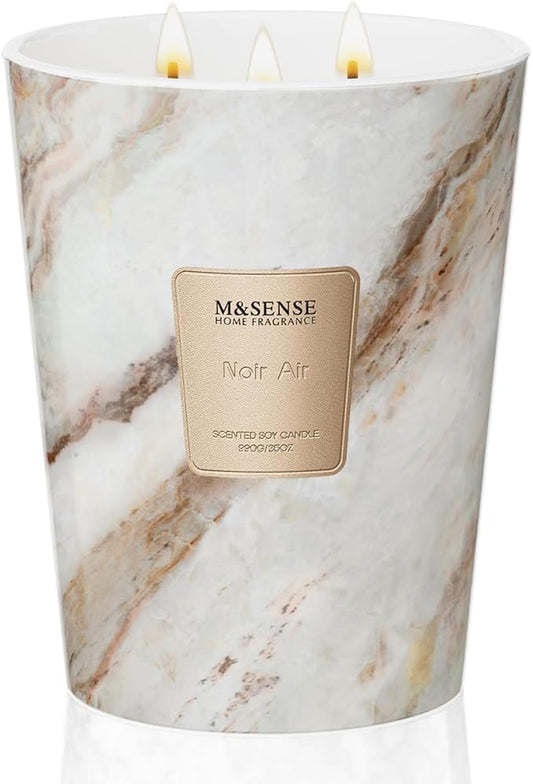M&SENSE NoirAir Scented Candles for Home, 3-Wick Highly Scented Jar Candles, Extra Large Candle 35 Oz 150 Hours Long Lasting Burning, Relaxing Aromatherapy Candle for Stress Relief, Meditation - Bloomnest