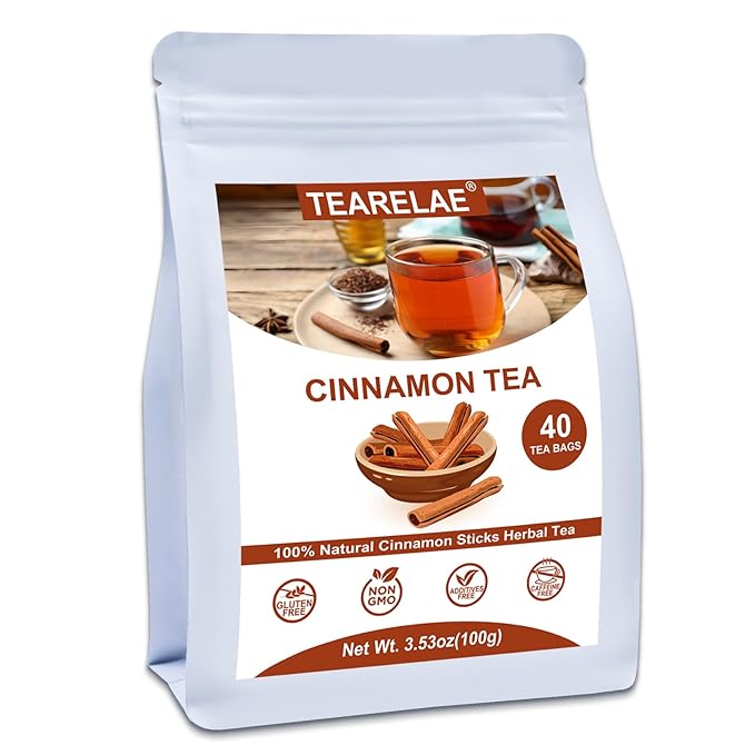 TEARELAE - Cinnamon Tea, 40 Count - Pure Cinnamon Sticks Tea Bags - Hot Cinnamon Spice Tea - Rich in Antioxidants - Non-GMO - Caffeine-Free - Bloomnest