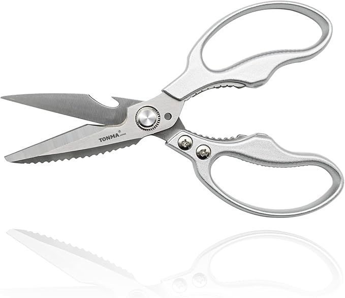 TONMA Kitchen Shears Heavy Duty [Made in Japan] Multipurpose Stainless Steel Poultry Shears, Japanese Kitchen Scissors Sharp Non-Slip Cooking Scissors for Chicken, Fish, Food, Herbs - Bloomnest