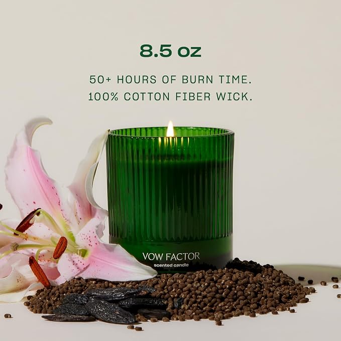 Vow Factor Luxury Scented Candle by Snif, Floral and Citrus Scent, 50+ Hours, 100% Cotton Fiber Wicks, Soy Wax Blend, Non-Toxic, Vegan, 8.5 oz - Bloomnest