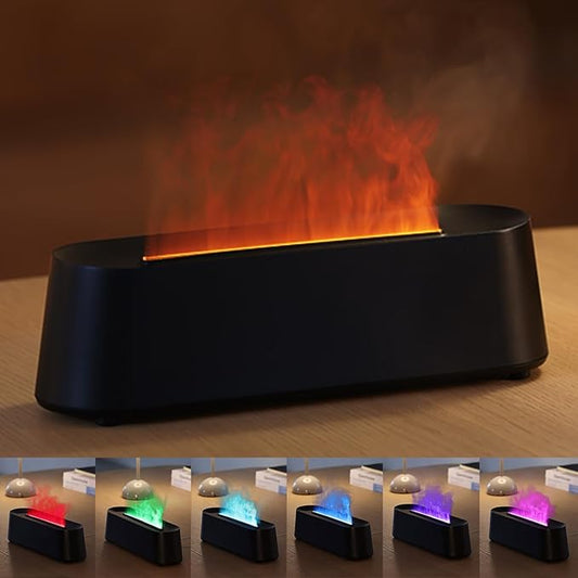Essential Oil Diffuser, Fireplace Fire Flame Aromatherapy Diffuser, 250ml Cool Mist Humidifier, Scent Aroma Diffuser with 7 Colors Light, Remote Control, Timer & Auto-Off for Home, Room (Black) - Bloomnest