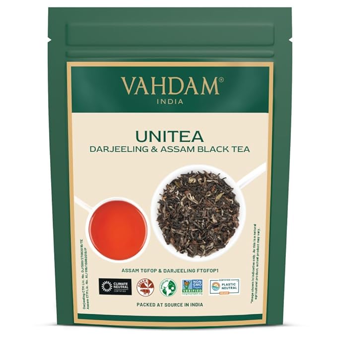 VAHDAM, UNITEA Black Tea Leaves +170 Cups,12oz | Blend Of Darjeeling & Assam Tea | ROBUST & FLAVORY Black Loose Leaf | Unblended Single Origin Tea | Vacuum Sealed Pack - Bloomnest
