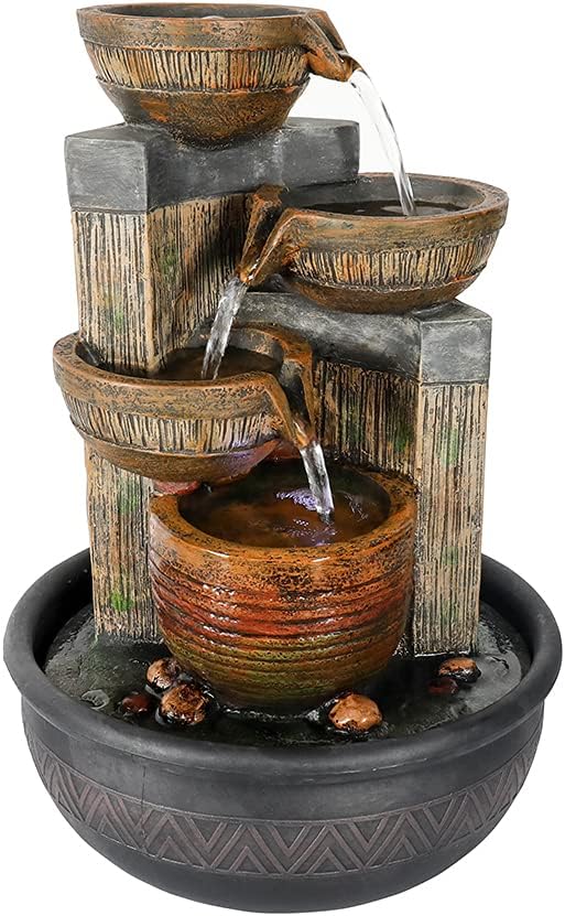 Tabletop Water Fountains Indoor Waterfall and Calming Water Sound Relaxation Desktop Fountain，The for Office, Room Decoration, Portable Feng Shui Fountain Indoor and Outdoor (15.7iches)