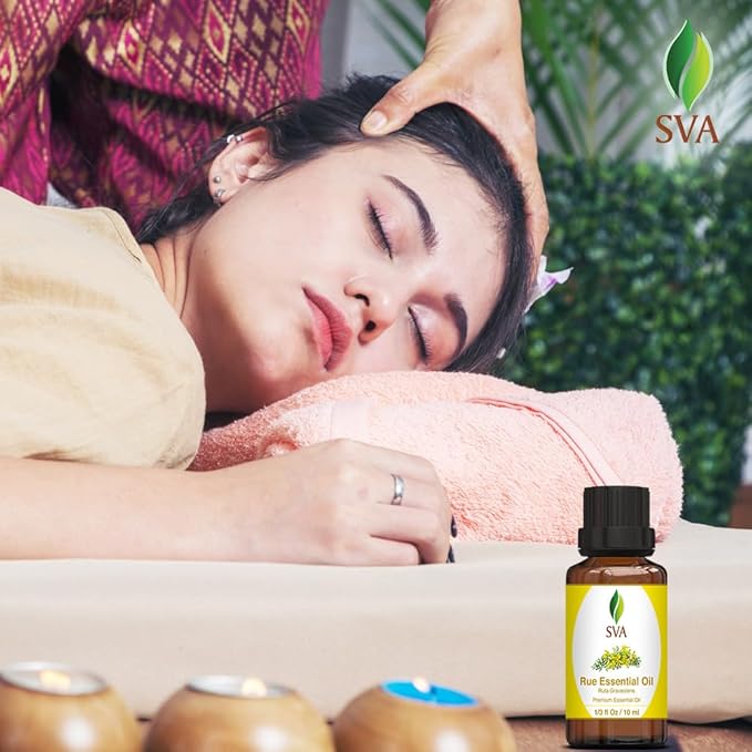 SVA Rue Essential Oil – 1/3 Fl Oz – 100% Natural Rue Oil - for Diffuser, Hair Care, Face, Skin Care, Aromatherapy, Scalp and Body Massage, Soap and Candle Making - Bloomnest