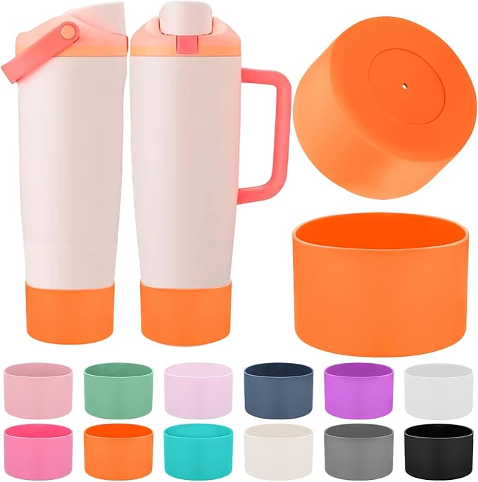 Mity rain 2PCS Protective Silicone Boots for Owala 30oz & 40oz FreeSip Sway Bottles & Tumblers - Accessories for owala, Enhances Stability & Prevents Scratches (Orange) Mityrain