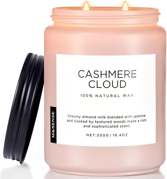 M&SENSE Warm Cashmere Scented Candles, 19.4oz 110 Hour Long Lasting 2 Wick Organic Natural Soy Wax in Glass Jar Candle for Bedroom Kitchen Home Decor, Housewarming Gifts for Family Friends - Bloomnest
