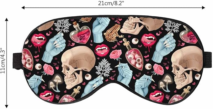 Goth Skull Sleep Eye Mask Halloween Mushroom Vampire Magic Witch Witchcraft Men Women Sleep Mask with Adjustable Strap Eye Cover Eye Shade for Travel, Nap,Meditation - Bloomnest