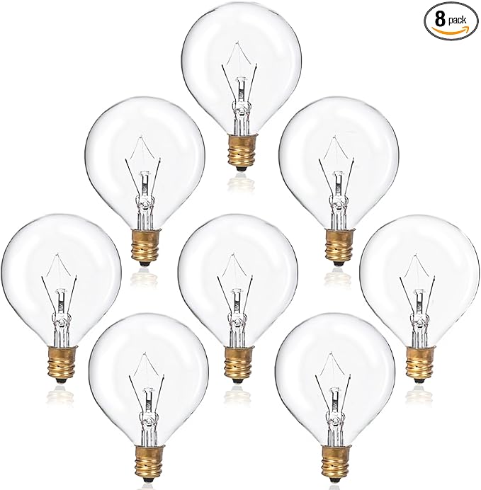 8 Pack 40 Watt Wax Warmer Bulbs Replacement Light Bulb for Full Size Scentsy Warmer 120V G50 E12 Incandescent Standard Base for Indoor Outdoor Patio String Lights - Bloomnest