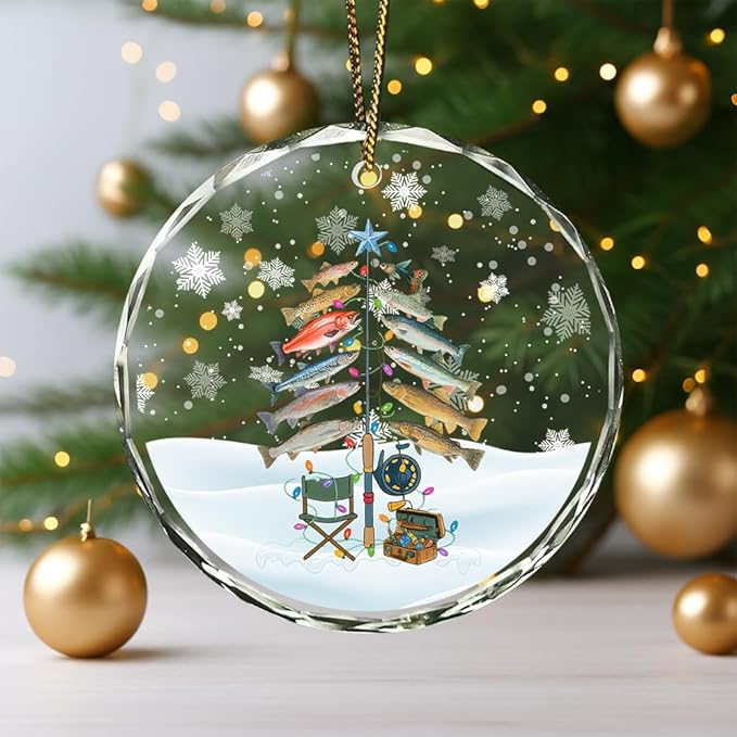 Fishing Glass Ornament – Handcrafted Hanging Decoration, Elegant Keepsake with Unique Fishing Design, for Home, Holiday Tree, or Special Occasion - Bloomnest
