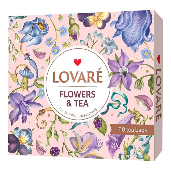 LOVARE Tea Bags Variety Pack - Made in Ukraine - Black and Green, Floral Berry, Mixed Blend Assorted Collection - Tea Sampler - Gift Sets for Tea Lovers (60 Bags - 12 Tastes)