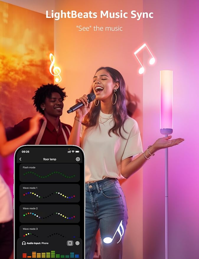 Lepro O1 AI Floor Lamps, 2300LM Smart Standing Lamp Works with Alexa, Modern Floor Lights with Music Sync, Personalized AI Lighting Designer,RGB Lamps for Living Room,Bedroom, APP Control, 2.4GHz Only - Bloomnest