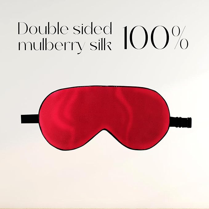 ZIMASILK 100% Natural Silk Sleep Mask Blindfold,Adjustable Super-Smooth Soft Eye Mask for Sleep with Bag (Burgundy) - Bloomnest