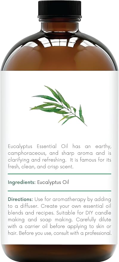 Handcraft Blends Eucalyptus Essential Oil in Glass Bottle – Huge 16 Fl Oz – 100% Pure and Natural – Premium Grade Oil for Diffuser and Aromatherapy, Skin, Massage, Candle and Soap Making Fragrance - Bloomnest