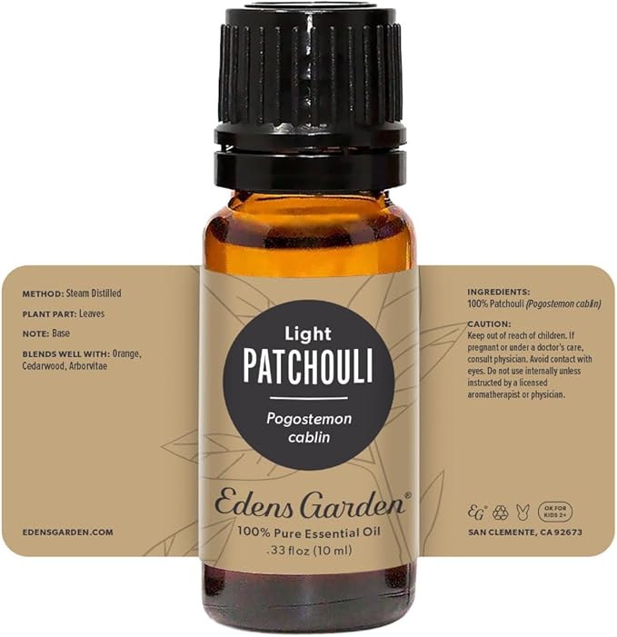 Edens Garden Patchouli- Light Essential Oil- 100% Pure Premium Grade, Undiluted, Natural, Therapeutic, Aromatherapy, The Best for Diffuser, Skin, Face, Hair 10 ml (.33 fl oz) EdensGarden