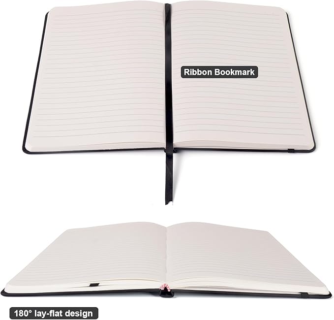 Comix Lined Journal Notebook for Women Men, Journaling Notebooks for Office School Home, 240 Pages, 5.5" x 8.3", College Ruled, A5, Hardcover, Black - Bloomnest