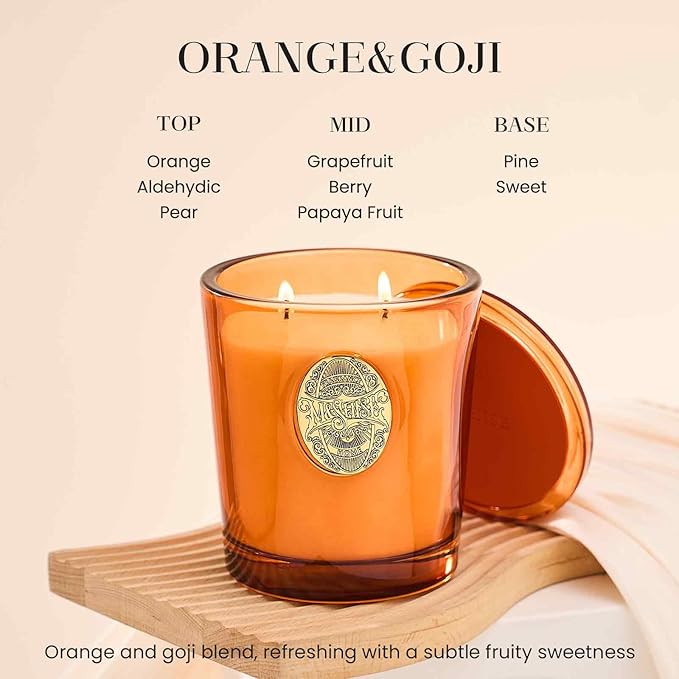 M&SENSE Large Two-Wick Soy Candle | Orange Goji & Neon Orange | 19.8 oz, 120H Burn Time | Luxury Scented Candle for Relaxation, Gifting, Home Décor | Ideal for Bedroom, Office, Party Ambiance - Bloomnest