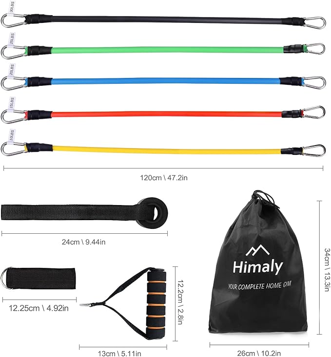 Resistance Bands Set, Himaly Exercise Bands Strength Training Fitness Bands Workout Elastic Bands with Legs Ankle Straps, Door Anchor, Handles & Carry Bag for Home Outdoor Workouts - Bloomnest