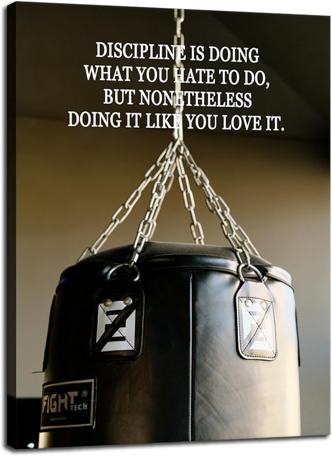 Inspirational Gym Wall Decor Fitness Motivation Poster "Discipline is Doing What You Hate..." Motivational Wall Art for Boxing Gym Study Room Bedroom Home Framed [30" W X 40" H] - Bloomnest
