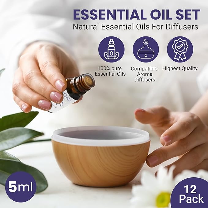 Levona Scent Essential Oils Set - Home Luxury Scents for Diffusers & Humidifiers, Ideal for Home Fragrance, Air Freshening, & Odor Elimination, Aromatherapy Gift Pack, Made in USA - 5 ml, Pack of 12 - Bloomnest