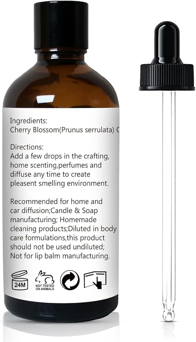 Cherry Blossom Essential Oil, Fragrance Oil for Candle Soap Making, Perfume for Women, Gift for Her - 3.38 Fl Oz 100ml - Bloomnest