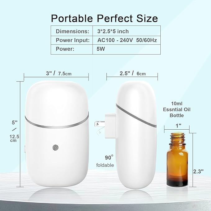 Plug in Waterless Diffuser, Up to 500 Sq. FT Coverage, Essential Oil Diffuser for Home, Office, Hotel, Small Wall Silent & Waterless Oil Diffuser for Scent Air - Bloomnest