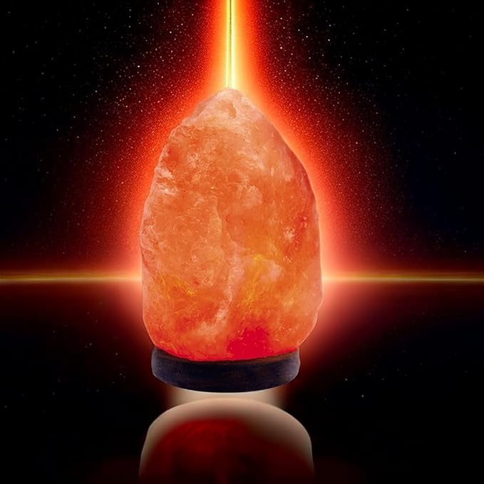 Needs&Gifts Himalayan Salt Lamp with Natural Himalayan Crystal Rock, Hand Crafted Wooden Base from Foothills of The Himalayas, Home Decor, Night Light & Gifts - Bloomnest