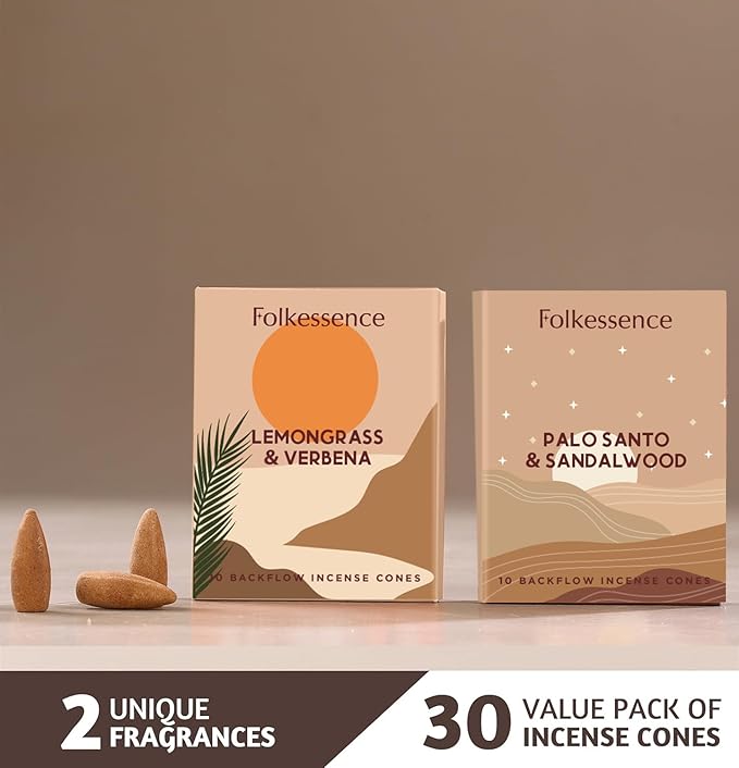 Folkulture Palo Santo Incense Sticks | Pack of 75 Cedar Incenses Stick for Meditation & Spiritual Practice | Pack of 2 (20) Incense Cone Scented | Dual Set - Palo Santo & Sandalwood Incenses FOLKULTURE