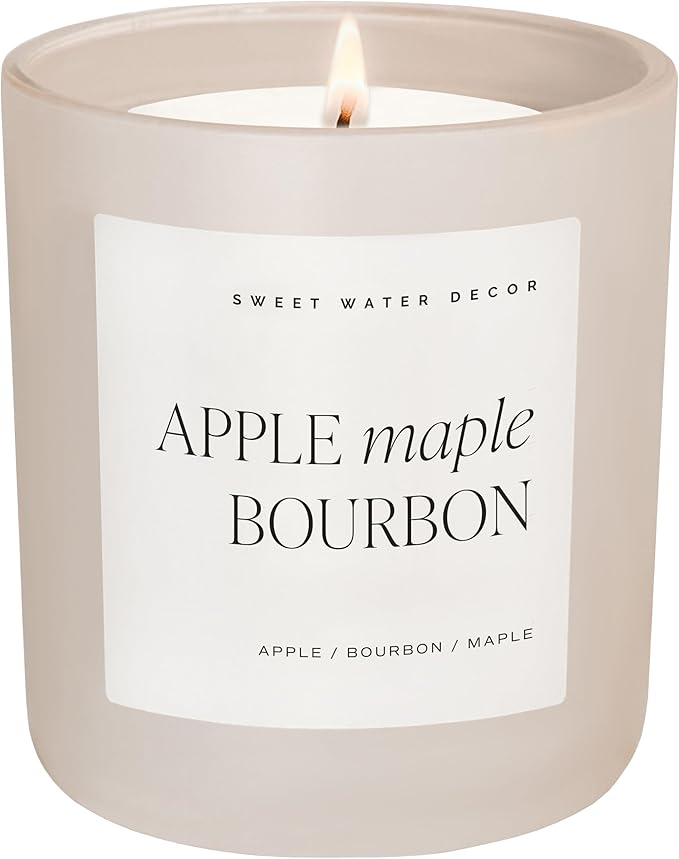 Sweet Water Decor Autumn Candle for Home, Scented - Apple Maple & Bourbon - Long Lasting 70 Hours Burn Time Candle Soy Wax - Decorative Candles Scented for Fall - Designed in USA 15oz - Bloomnest