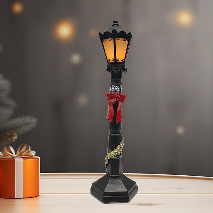 Christmas Lighthouse with Red Bow - LED Light Up Lantern Statue - Battery Powered Nautical Holiday Decor for Mantel, Coastal Christmas Village, Gift - Bloomnest