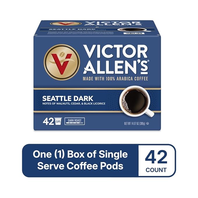 Victor Allen's Coffee Seattle Dark, Dark Roast, 42 Count, Single Serve Coffee Pods for Keurig K-Cup Brewers - Bloomnest