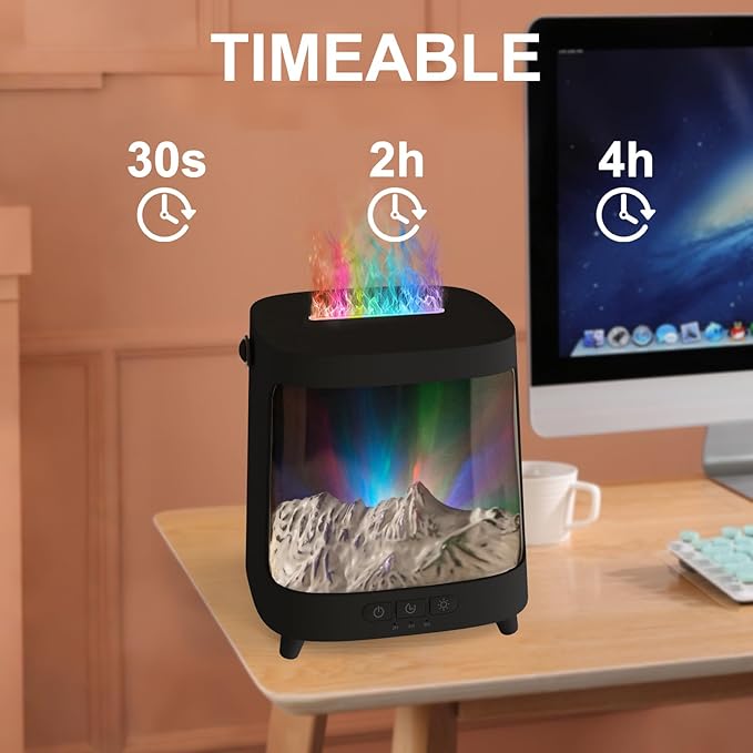 Essential Oil Diffuser, Upgraded Portable Aurora Flame Aromatherapy Scent Aroma Diffusers, 200ml Ultrasonic Cool Mist Humidifiers, Timer & Auto-Off for Home, Room - Bloomnest