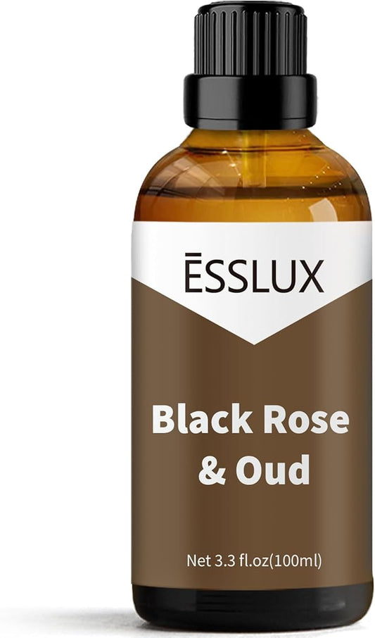 Black Rose & Oud Fragrance Oil, ESSLUX Large Single Scented Oils 100 ml (3.3 oz), Aromatherapy Essential Oils for Home for Diffuser, Massage, Soap, Candle Making Scents - Bloomnest
