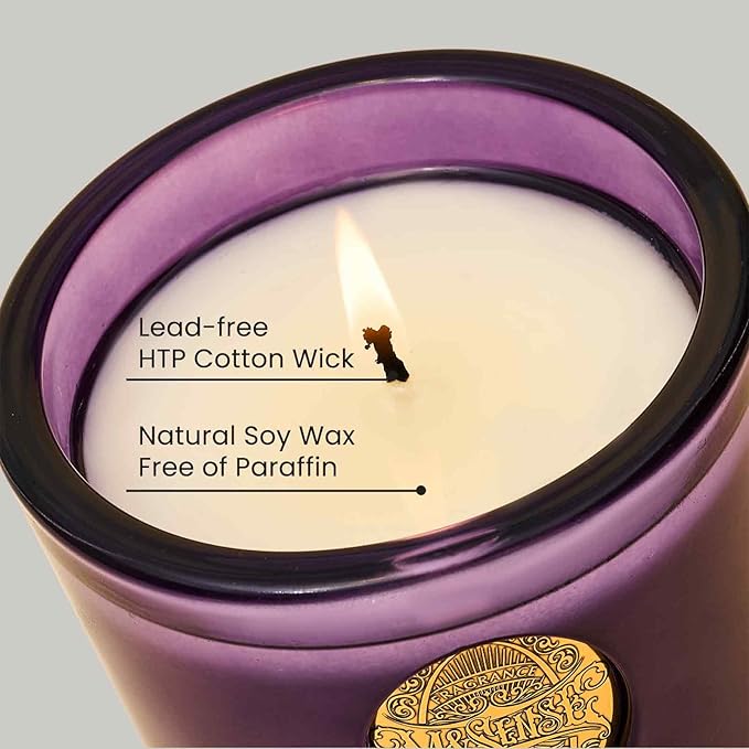 M&SENSE Natural Soy Candle | Lavender Citrus & Purple | 9.2 oz, 50H Burn Time | Luxury Scented Candle for Relaxation, Gifting, Home Décor | Ideal for Bedroom, Office, Party Ambiance - Bloomnest