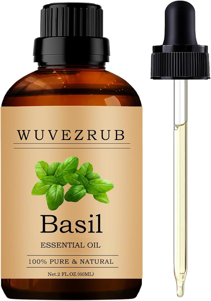 Basil Essential Oils, 60ML 100% Pure and Natural Essential Oil for Aromatherapy Diffuser - Basil /2 Fl Oz WUVEZRUB