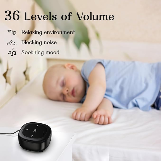 White Noise Sound Machine with 30 Soothing Sounds 36 Adjustable Volume Brown Noise Sound Machines for Sleep Office Privacy Bedroom 4 Timers Memory Function Sleep Sound Machine Baby Adult Elderly Care - Bloomnest
