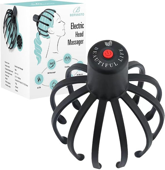 Head Massager Scalp Electric with 3 Modes, 360 Degree Head Massager Cordless Portable, Head Scratcher for Stress Relax BERVASTO