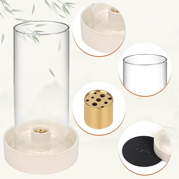 Multi-Functional Incense Burner Holder - Perfect for Incense Sticks, Palo Santo, Sage, and More! Fashionable and Simple Design with a Removable Glass Cover for Anti-Flying Ash.