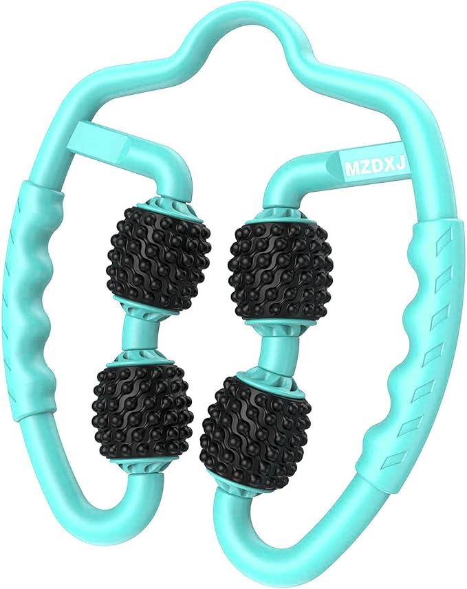 Cellulite Massage Tool Muscle Roller - Deep Fascia Massager & Dimpled Skin Remover for Legs, Thighs & Buttocks - Anti-Cellulite Roller, Smooth Skin, Pain Reliefs (Green Black-4 Wheel) - Bloomnest