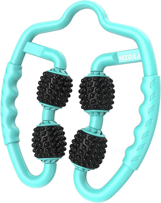 Cellulite Massage Tool Muscle Roller - Deep Fascia Massager & Dimpled Skin Remover for Legs, Thighs & Buttocks - Anti-Cellulite Roller, Smooth Skin, Pain Reliefs (Green Black-4 Wheel) - Bloomnest