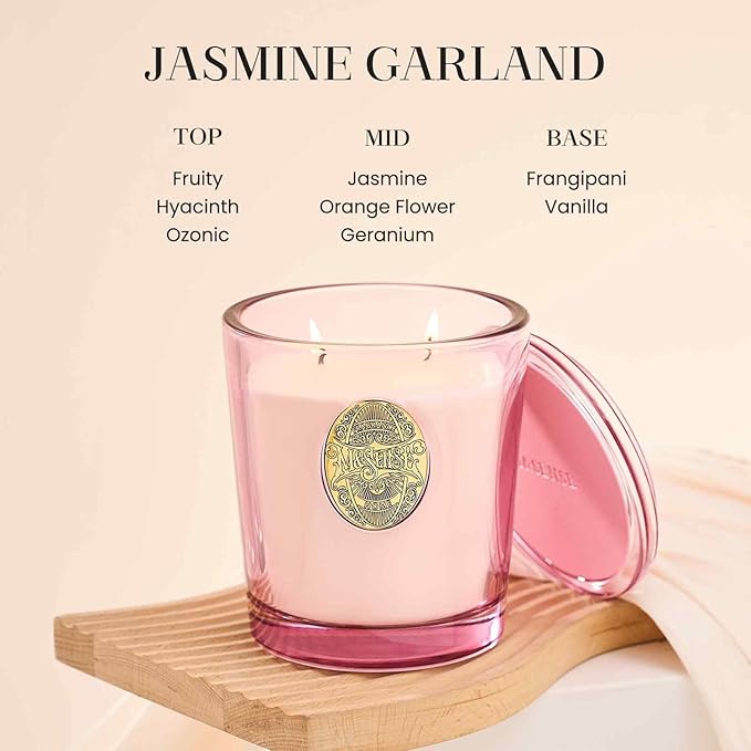 M&SENSE Large Two-Wick Soy Candle | Jasmine & Pink | 19.8 oz, 120H Burn Time | Luxury Scented Candle for Relaxation, Gifting, Home Décor | Ideal for Bedroom, Office, Party Ambiance - Bloomnest