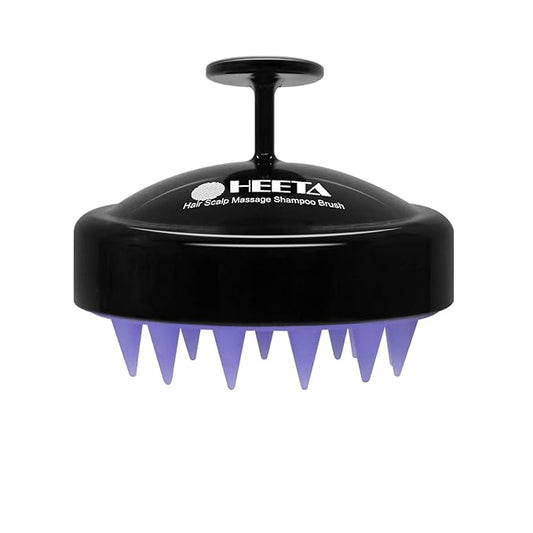HEETA Scalp Massager Hair Growth, Soft Silicone Scalp Scrubber Shampoo Brush for Exfoliation, Dandruff Removal Head Massage Stress Relax, Wet & Dry Use for Thick Thin Curly Hair Care, Black HEETA