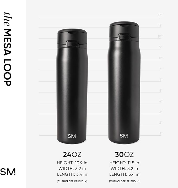 Simple Modern Mesa Loop Water Bottle with Covered Straw and Handle | 30oz Cup Holder Friendly Insulated Stainless Steel Bottles for Travel, Sports and School | Spring Air Pearl SimpleModern