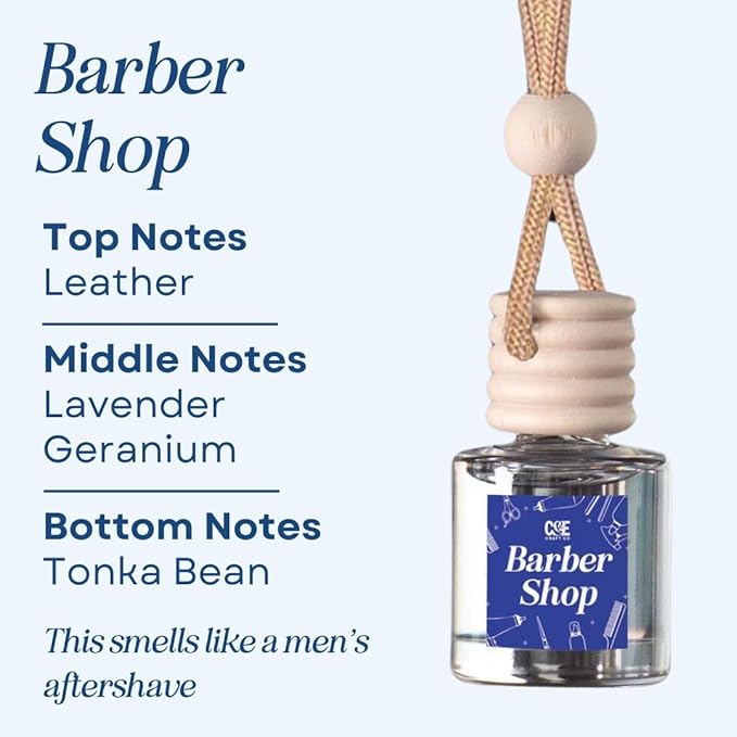 CANDECraftCo Car Air Hanging Fragrance Oil, Car Auto Freshener for Essential Oils, Scents Fragrance Aromatherapy Automobile Diffuser, Long Lasting (Barber Shop) - Bloomnest