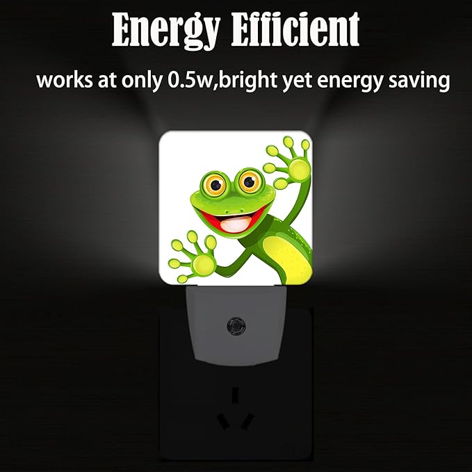 Funny Frog Night Light,Plug Into Wall for Boys Girls Bedroom Decorative Square Night Light Lamp 0.5w Sleep Friendly