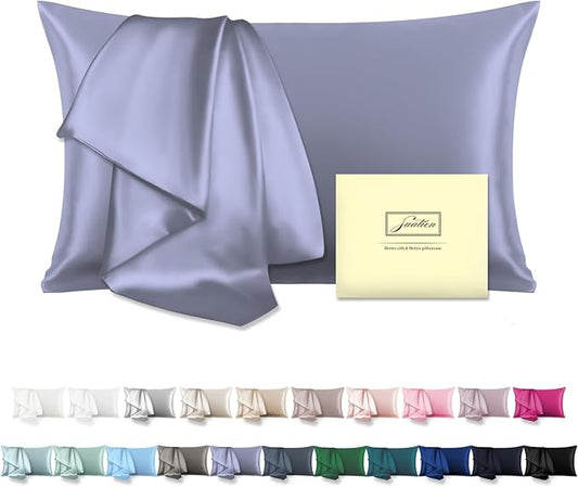 Mulberry Silk Pillowcase for Hair and Skin Pillow Case with Hidden Zipper Soft Breathable Smooth Cooling Silk Pillow Covers for Sleeping (Grayish Blue, King,1Pcs) - Bloomnest