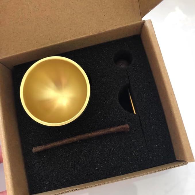 Singing Bowl Set for Aromatherapy, Mini Tibetan Sound Bowl & Mallet, Handmade Meditation Singing Bowl for Yoga, Heart Sound Healing Instruments, Home Decor Gift Fumgranth