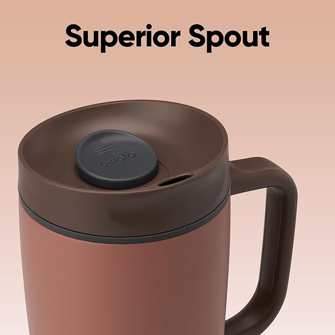 Owala SmoothSip Slider Stainless Steel Insulated Travel Mug with handle, 100% Leak Proof, For Hot and Cold Drinks, Travel Friendly with Sliding Lock Lid, 24 oz, BPA Free, Leak Proof, Cozy Cocoa - Bloomnest