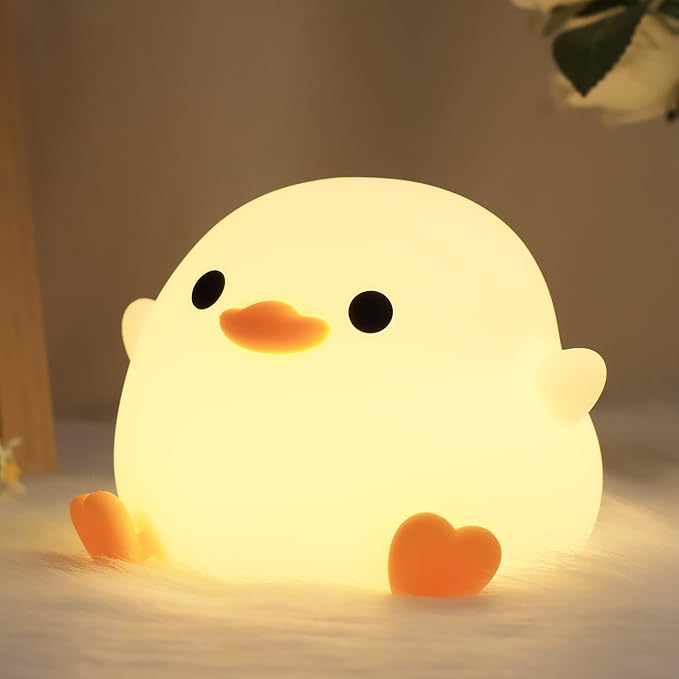 DoDo Duck Night Light, Duck Bean Nursery Silicone Bedside Lamp with Dimmable USB Rechargeable Timer, Perfect Animal Gift to Kids Baby, Birthday Christmas Easter for Home Bedroom Decor - Bloomnest