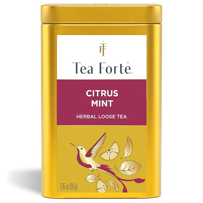 Tea Forte Citrus Mint Premium Loose Leaf Caffeine-Free Herbal Tea Blend Canister, Makes 35-50 Cups - Bloomnest